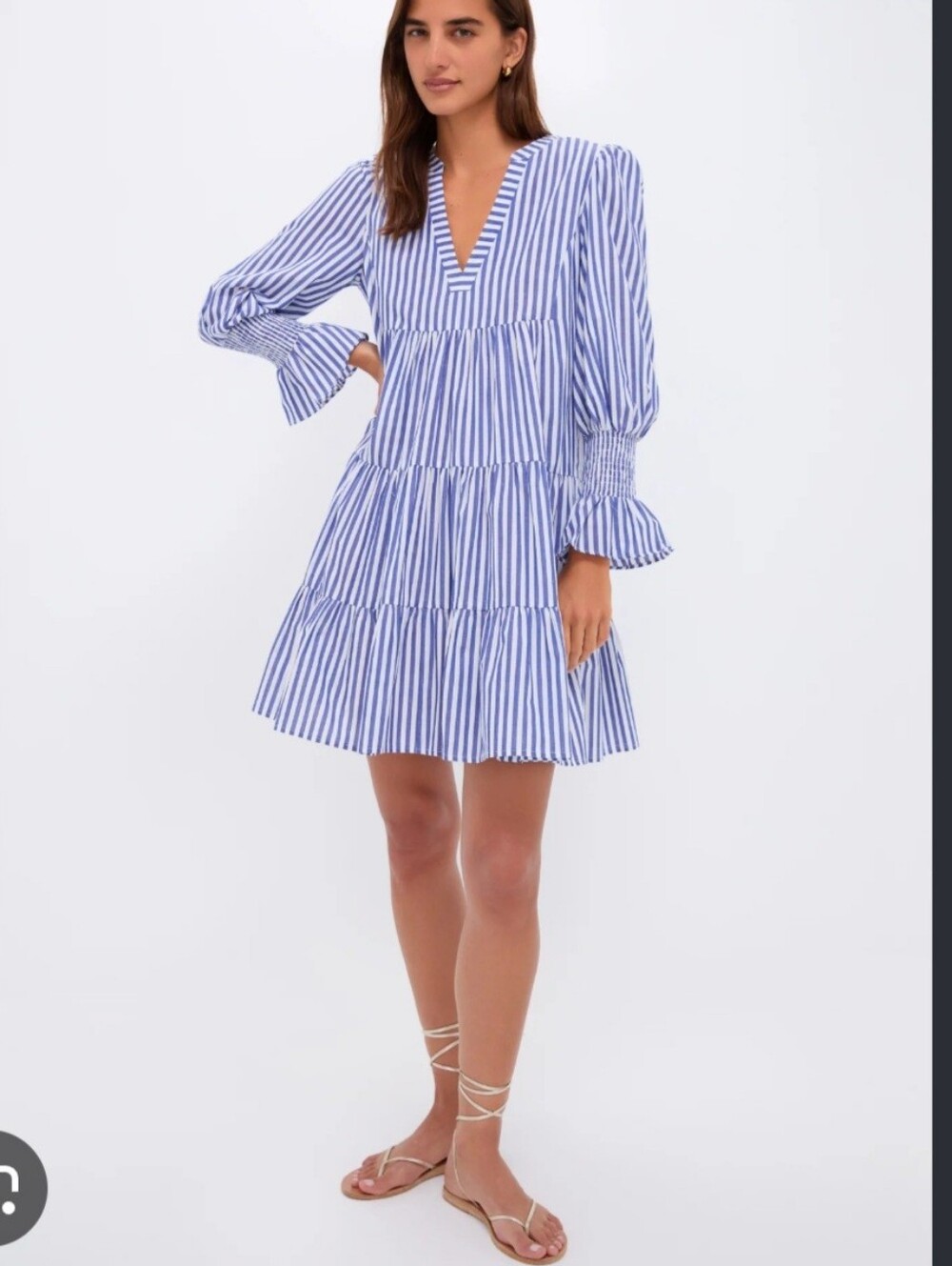 Pomander Place Tuckernuck Blue & White Striped V-Neck Poplin Kenzo Dress Size XS